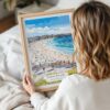 05 - Woman Holding Framed Bondi Beach Watercolor Wall Art - Portrait