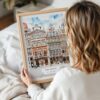 05 - Woman Holding Framed Brussels Watercolor Wall Art - Portrait