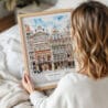 05 - Woman Holding Framed Brussels Watercolor Wall Art - Portrait