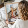 05 - Woman Holding Framed Chicago Theater Watercolor Wall Art - Portrait