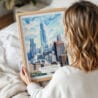 05 - Woman Holding Framed Chicago Willis Tower Watercolor Wall Art - Portrait