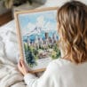 05 - Woman Holding Framed Portland Oregon Watercolor Wall Art - Portrait