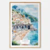 Atrani Italy Watercolor Art Print - Main - Wood Frame