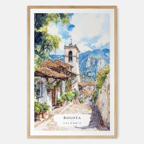 Bogota Colombia Watercolor Art Print - Main - Wood Frame