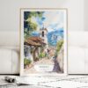 Bogota Colombia Watercolor Art Print - Wood Frame standing on Floor