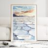 Bolivia Salar de Uyuni Watercolor Art Print - Wood Frame standing on Floor