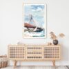 Boston Zakim Bridge Watercolor Art Print - Shelf - Portrait