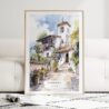 Cordoba Spain Watercolor Art Print - Wood Frame standing on Floor