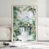 Costa Rica Arenal Vulcano Watercolor Art Print - Wood Frame standing on Floor