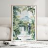 Costa Rica Arenal Vulcano Watercolor Art Print - Wood Frame standing on Floor