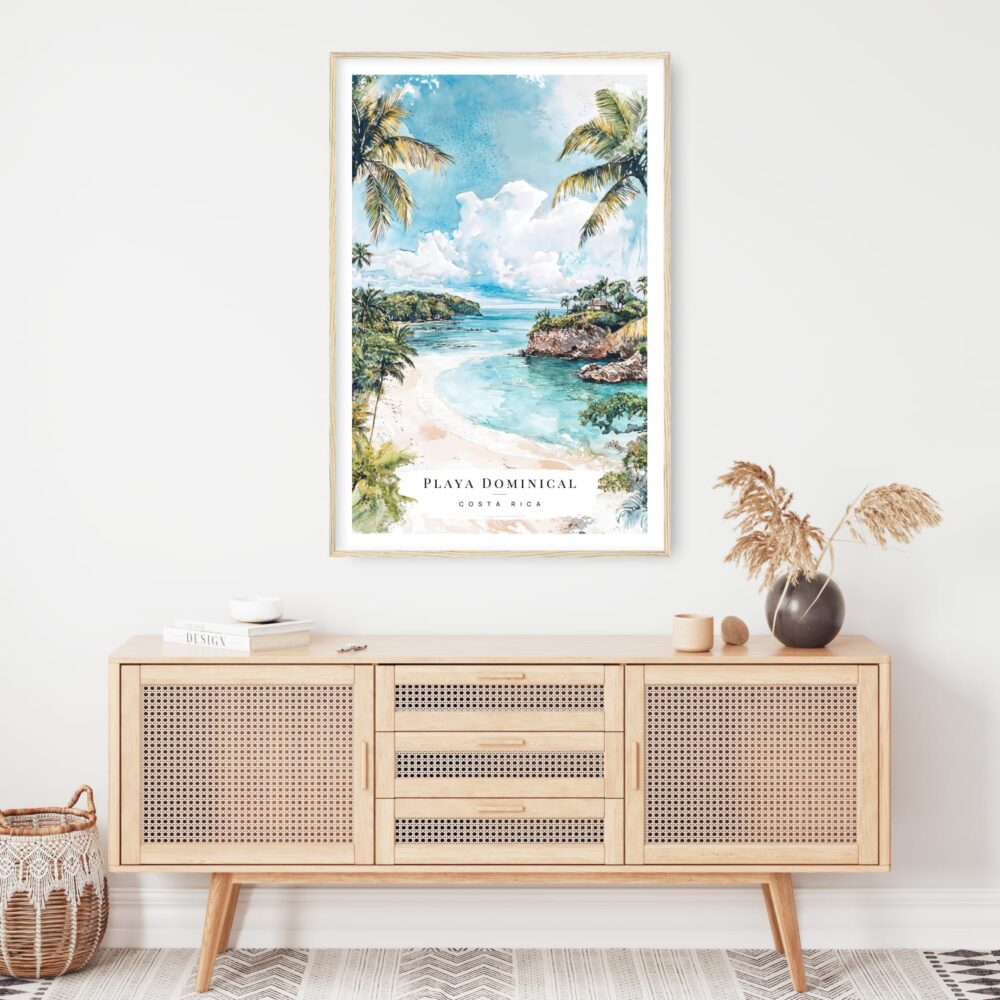 Costa Rica Playa Dominical Watercolor Art Print - Shelf - Portrait Costa Rica Playa Dominical Watercolor Art Print - Shelf - Portrait