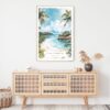 Costa Rica Playa Dominical Watercolor Art Print - Shelf - Portrait