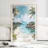 Costa Rica Playa Dominical Watercolor Art Print - Wood Frame standing on Floor