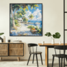 Framed Caribbean Canvas Wall Art - Square - Boho Dining Room