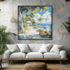 Framed Caribbean Canvas Wall Art - Square - Tropical Living Room