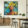 Framed Jamaican Woman Painting Canvas Wall Art - Square - Boho Dining Room
