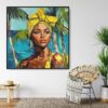 Framed Jamaican Woman Painting Canvas Wall Art - Square - Boho Lounge
