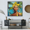 Framed Jamaican Woman Painting Canvas Wall Art - Square - Modern Bohemian