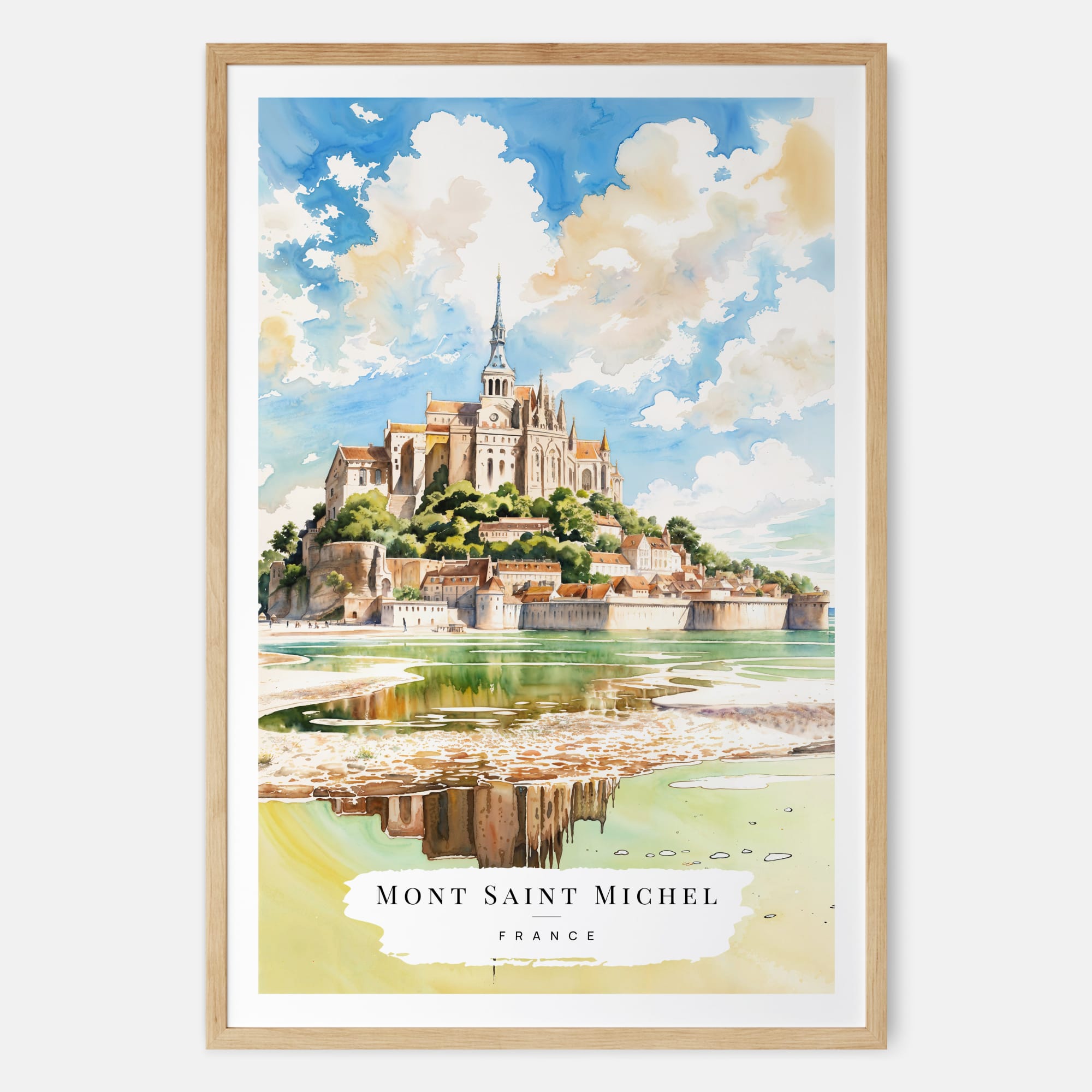 Mont Saint Michel Watercolor Art – France Normandy Wall Art