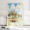 France Mont Saint Michel Watercolor Art Print - Wood Frame standing on Floor