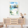 La Jolla Beach Watercolor Art Print - Shelf - Portrait