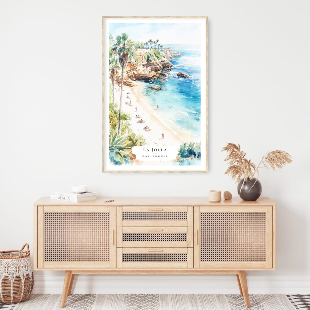 La Jolla Cove Watercolor Art Print - Shelf - Portrait La Jolla Cove Watercolor Art Print - Shelf - Portrait