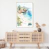 La Jolla Cove Watercolor Art Print - Shelf - Portrait