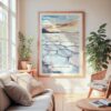 Large Framed Bolivia Salar de Uyuni Watercolor Wall Art - Cozy Living Room - Portrait