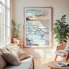 Large Framed Bolivia Salar de Uyuni Watercolor Wall Art - Cozy Living Room - Portrait