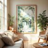 Large Framed Costa Rica Arenal Vulcano Watercolor Wall Art - Cozy Living Room - Portrait