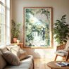 Large Framed Costa Rica Arenal Vulcano Watercolor Wall Art - Cozy Living Room - Portrait