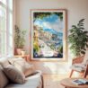 Large Framed Naples Italy Watercolor Wall Art - Cozy Living Room - Portrait