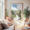 Large Framed Yorkshire Dales Watercolor Wall Art - Cozy Living Room - Portrait