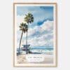 Los Angeles Beach Watercolor Art Print - Main - Wood Frame