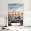 Los Angeles Skyline Watercolor Art Print - Wood Frame standing on Floor