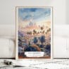 Los Angeles Skyline Watercolor Art Print - Wood Frame standing on Floor
