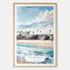 Los Angeles Waterfront Watercolor Art Print - Main - Wood Frame