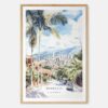 Medellin Colombia Skyline Watercolor Art Print - Main - Wood Frame