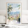 Medellin Colombia Watercolor Art Print - Wood Frame standing on Floor