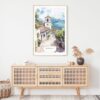 Medellin Old Town Watercolor Art Print - Shelf - Portrait