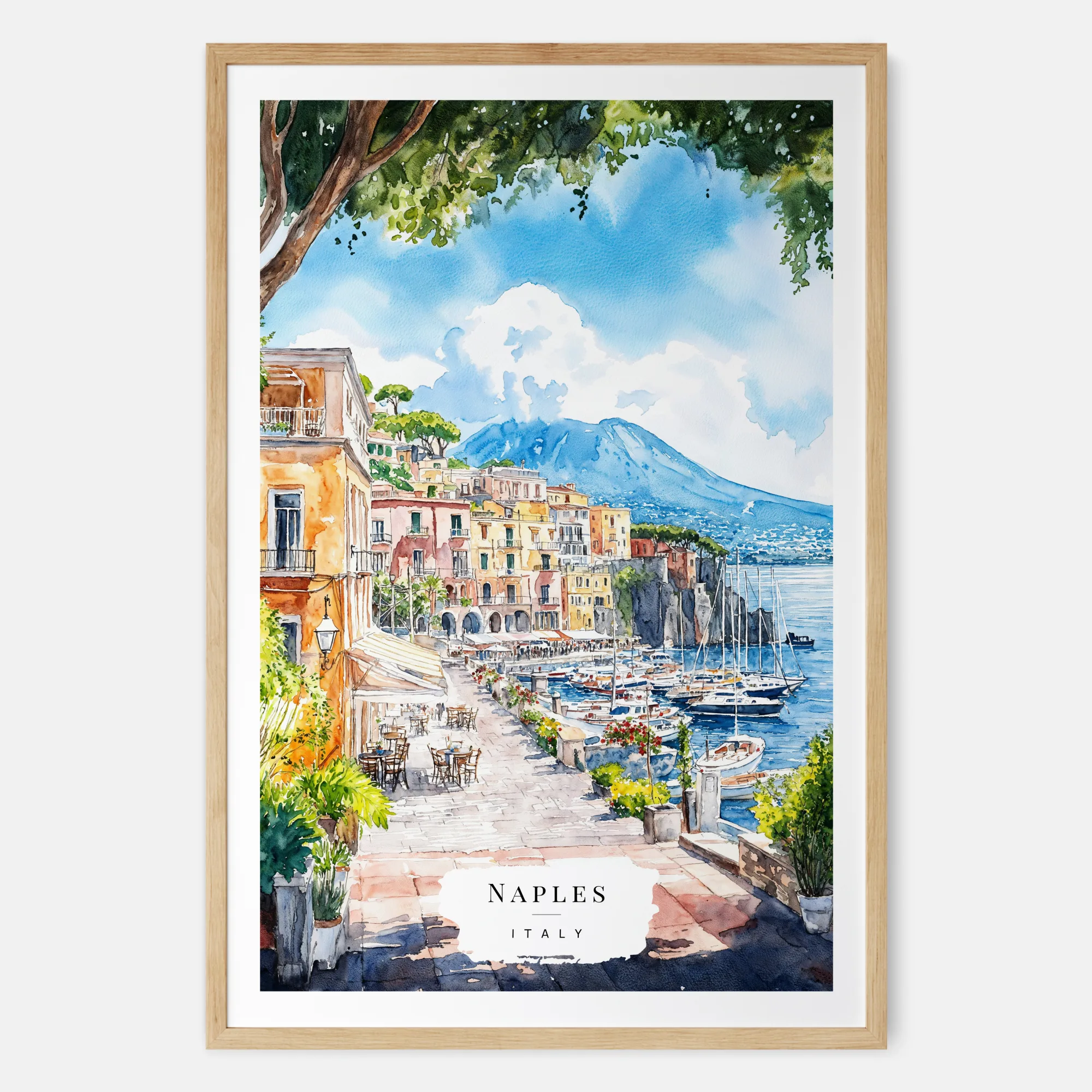 Naples Italy Watercolor Art Print