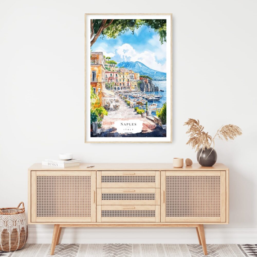 Naples Italy Watercolor Art Print - Shelf - Portrait Naples Italy Watercolor Art Print - Shelf - Portrait