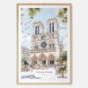Notre Dame Cathedral Watercolor Art Print - Main - Wood Frame
