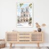 Notre Dame Cathedral Watercolor Art Print - Shelf - Portrait