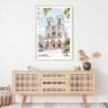 Notre Dame Cathedral Watercolor Art Print - Shelf - Portrait