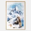 Patagonia Chile Watercolor Art Print - Main - Wood Frame