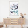 Patagonia Torres Del Paines Watercolor Art Print - Shelf - Portrait