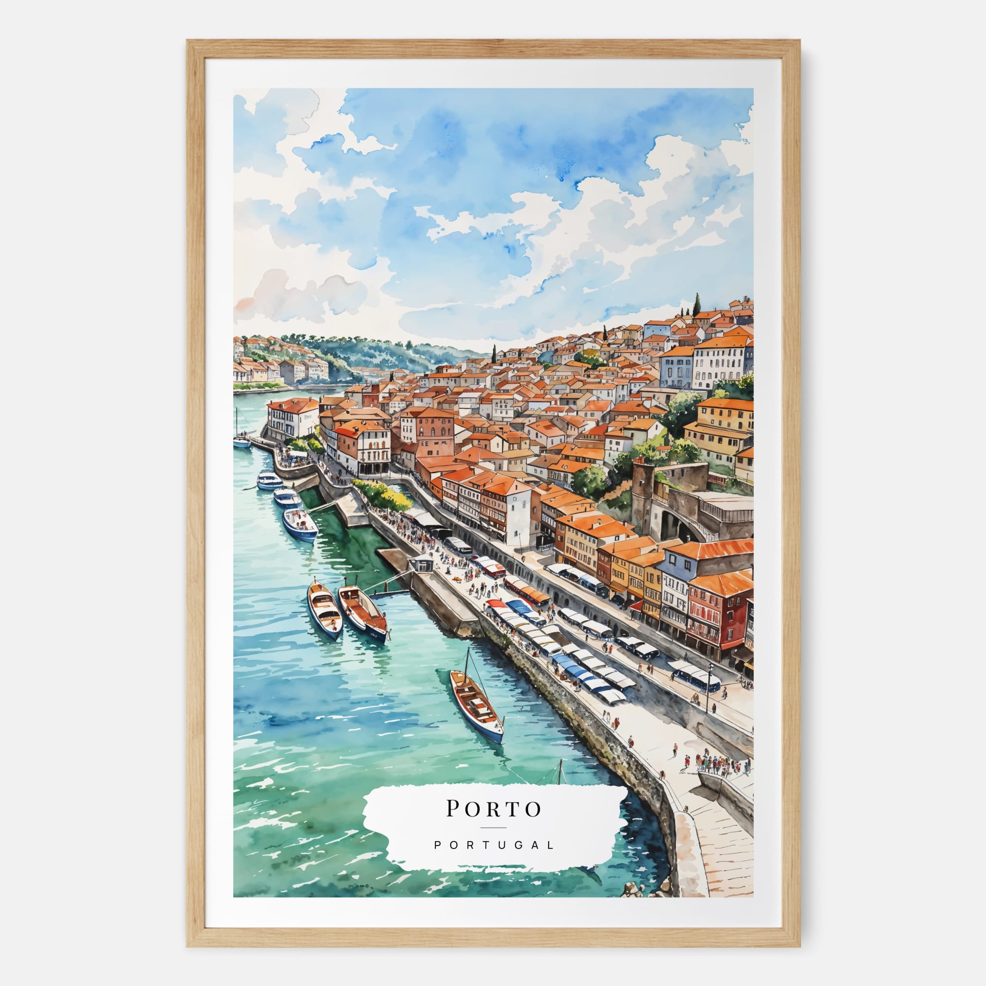 Porto Skyline Watercolor Painting – Portugal Travel Art Print