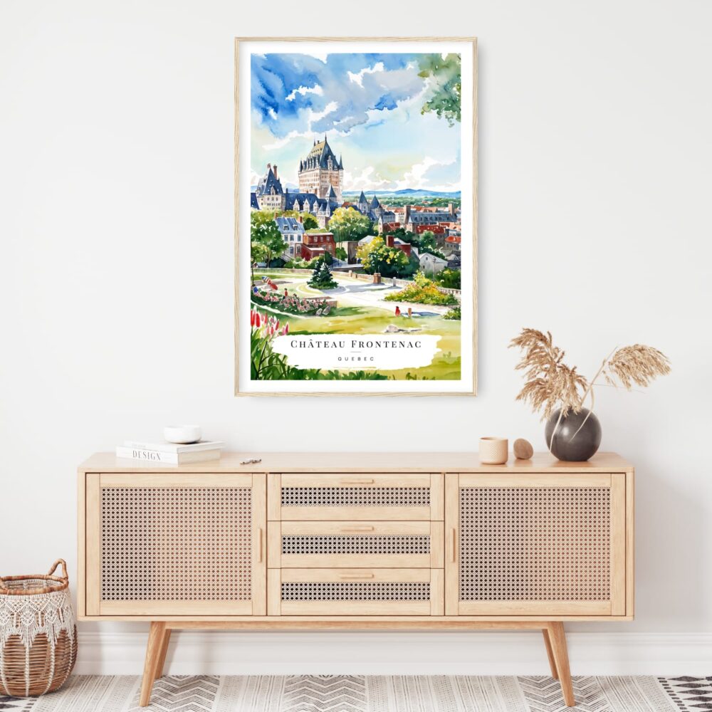 Quebec Château Frontenac Watercolor Art Print - Shelf - Portrait Quebec Château Frontenac Watercolor Art Print - Shelf - Portrait