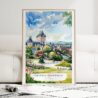 Quebec Château Frontenac Watercolor Art Print - Wood Frame standing on Floor
